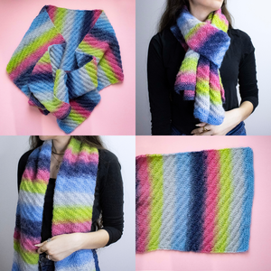 Fular/sal mare tricotat manual din fir de lana si acrilic multicolor - îmbrăcăminte și modă - eșarfe, pălării, fularuri - eșarfe - Artynos.ro