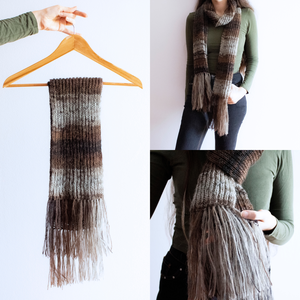 Fular lung tricotat manual din fir de mohair si acrilic multicolor cu ciucuri - îmbrăcăminte și modă - eșarfe, pălării, fularuri - eșarfe - Artynos.ro