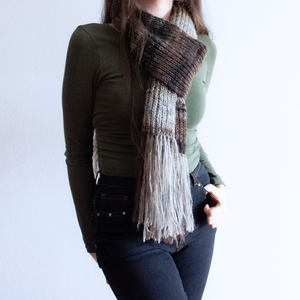 Fular lung tricotat manual din fir de mohair si acrilic multicolor cu ciucuri - îmbrăcăminte și modă - eșarfe, pălării, fularuri - eșarfe - Artynos.ro