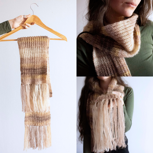 Fular lung tricotat manual din fir de mohair si acrilic multicolor cu ciucuri - îmbrăcăminte și modă - eșarfe, pălării, fularuri - eșarfe - Artynos.ro