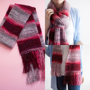 Fular lung tricotat manual din fir de mohair si acrilic multicolor cu ciucuri - îmbrăcăminte și modă - eșarfe, pălării, fularuri - eșarfe - Artynos.ro