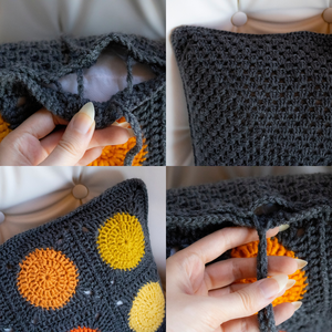 Fata de perna crosetata cu doua fete de 35x35cm.Una dintre fete contine buline, iar cealalta monocroma. - casă & stil de viață - textile de casă - perne - Artynos.ro