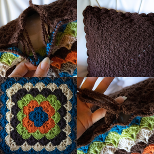 Fata de perna crosetata cu doua fete de 40x40cm.Una dintre fete este dungata, iar cealalta monocroma. - casă & stil de viață - textile de casă - perne - Artynos.ro