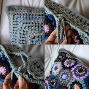 Fata de perna crosetata cu doua fete de 40x40cm.Una dintre fete este realizata din hexagoane, iar cealalta dungata. - casă & stil de viață - textile de casă - perne - Artynos.ro