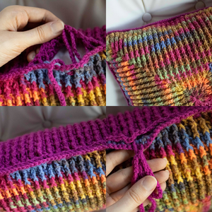 Fata de perna crosetata cu doua fete de 35x35cm.Una dintre fete este din fir acrilic multicolor, iar cealalta in dungi. - casă & stil de viață - textile de casă - perne - Artynos.ro