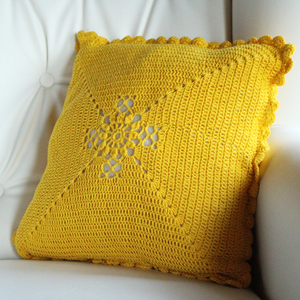 Fata de perna de bumbac crosetata cu doua fete de 40x40cm - casă & stil de viață - textile de casă - perne - Artynos.ro