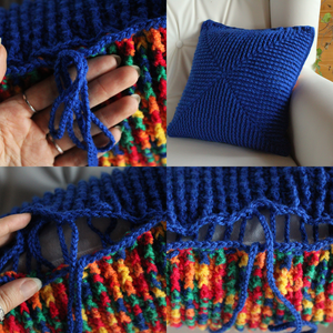 Fata de perna crosetata cu doua fete de 40x40cm.Una dintre fete este din fir acrilic multicolor - casă & stil de viață - textile de casă - perne - Artynos.ro