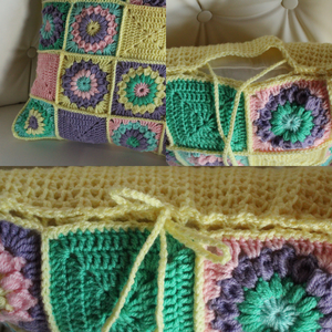 Fata de perna crosetata cu doua fete de 40x40cm.Una dintre fete este din granny squares, iar cealalta simpla. - casă & stil de viață - textile de casă - perne - Artynos.ro