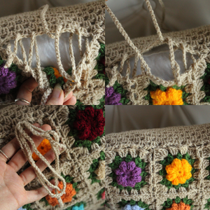 Fata de perna crosetata cu doua fete de 40x40cm.Una dintre fete este din granny squares, iar cealalta simpla. - casă & stil de viață - textile de casă - perne - Artynos.ro