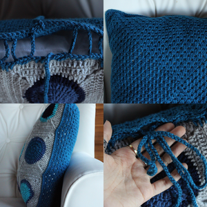 Fata de perna crosetata cu doua fete de 45x45cm.Una dintre fete este din granny squares, iar cealalta monocroma. - casă & stil de viață - textile de casă - perne - Artynos.ro