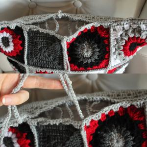 Fata de perna crosetata cu doua fete de 40x40cm.Una dintre fete este din granny squares, iar cealalta simpla. - casă & stil de viață - textile de casă - perne - Artynos.ro