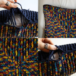 Fata de perna crosetata cu doua fete de 40x40cm.Una dintre fete este din fir acrilic multicolor - casă & stil de viață - textile de casă - perne - Artynos.ro