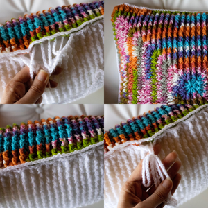 Fata de perna crosetata cu doua fete de 40x40cm.Una dintre fete este din fir acrilic multicolor - casă & stil de viață - textile de casă - perne - Artynos.ro