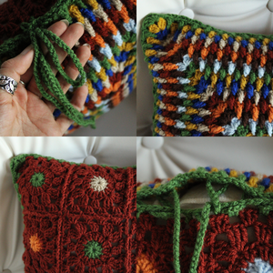 Fata de perna crosetata cu doua fete de 40x40cm.Una dintre fete este in dungi si cealalta are buline - casă & stil de viață - textile de casă - perne - Artynos.ro
