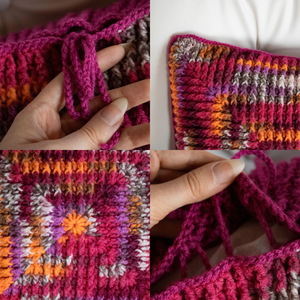 Fata de perna crosetata cu doua fete de 40x40cm.Una dintre fete este din fir acrilic multicolor - casă & stil de viață - textile de casă - perne - Artynos.ro