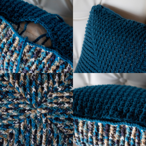 Fata de perna crosetata cu doua fete de 40x40cm.Una dintre fete este din fir acrilic multicolor - casă & stil de viață - textile de casă - perne - Artynos.ro