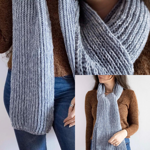 Fular unisex lung tricotat din fir acrilic  - îmbrăcăminte și modă - eșarfe, pălării, fularuri - eșarfe - Artynos.ro
