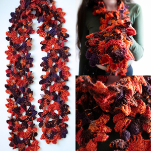 Fular floral crosetat din fir acrilic multicolor - îmbrăcăminte și modă - eșarfe, pălării, fularuri - eșarfe - Artynos.ro