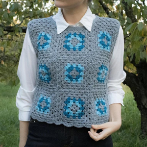 S - Vesta crosetata din lana virgina realizata din granny squares - Artynos.ro