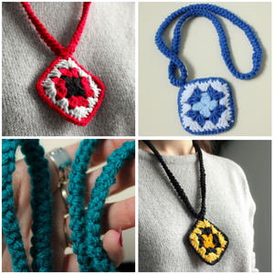 Colier crosetati din fir acrilic. Coliere facute din granny squares (patratul bunicii) - Artynos.ro