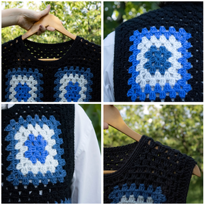 L - Vesta crosetata din fir acrilic realizata din granny squares - îmbrăcăminte și modă - haine bărbați - vestă bărbați - Artynos.ro