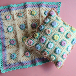 Set - Patura + perna pentru copil pastel crosetata - Artynos.ro