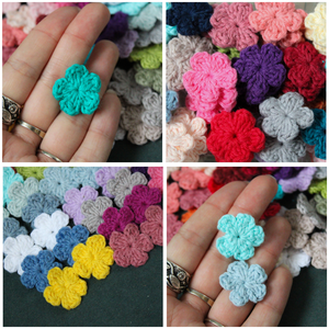12 variante, set 2 - Flori crosetate din fir 100% bumbac pentru aplicat pe textile sau inclus in proiecte personale. - accessorii și unelte - accesorii decorative - alte accesorii - Artynos.ro