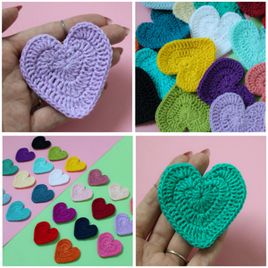 11 variante, set 1 - Inimi mari crosetate din fir 100% bumbac pentru aplicat pe textile si inclus in proiecte personale. - accessorii și unelte - accesorii decorative - alte accesorii - Artynos.ro