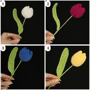 Lalele crosetate. Floare decorativa realizata manual. - casă & stil de viață - accesorii pentru decorat casa - decorațiuni de masă și decorațiuni pentru rafturi  - florării și grădini de sticle - Artynos.ro