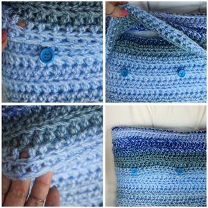 Fata de perna crosetata cu doua fete de 35x35cm. Realizata din fir multicolor si cu nasturi. - casă & stil de viață - textile de casă - perne - Artynos.ro