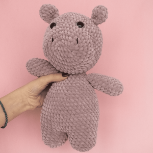 Jucarie din fir plusat - Hipopotam mare crosetat - jucării și echipamente pentru copii - plușuri - figurine de pluș - Artynos.ro
