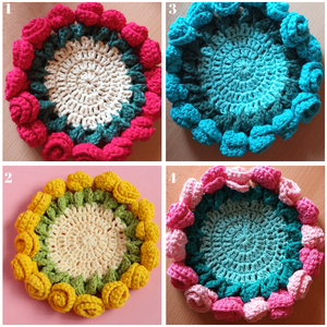Coastere crosetat buchet realizat din bumbac - casă & stil de viață - accesorii pentru echipamente de bucătărie - accesorii de servire - suporturi pahare - Artynos.ro