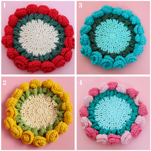 Coastere crosetat buchet realizat din bumbac - casă & stil de viață - accesorii pentru echipamente de bucătărie - accesorii de servire - suporturi pahare - Artynos.ro