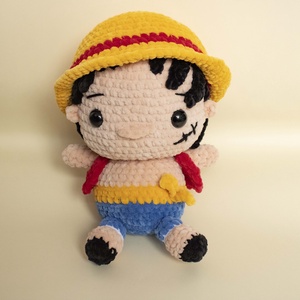 Luffy One piece - Jucarie din fir plusat, Jucarii si echipamente pentru copii, Plusuri, Figurine de plus, Impletitura, ARTYNOS