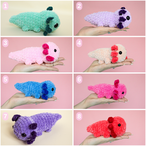 Jucarie din fir plusat - Axolotl crosetat - jucării și echipamente pentru copii - plușuri - figurine de pluș - Artynos.ro