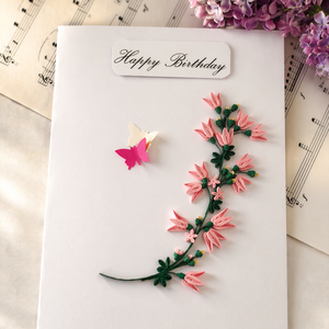 Felicitare handmade quilling Happy Birthday, Felicitare de primăvara - casă & stil de viață - produse de papetărie - invitații, felicitări - Artynos.ro