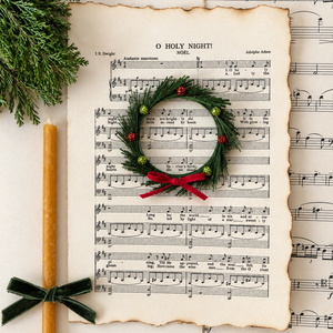 O Holy Night, Felicitare de Crăciun cu coroniță - crăciun - accesorii cadou de crăciun - felicitări de crăciun - Artynos.ro
