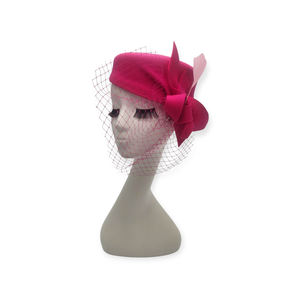 Tocă Roz Fuchsia din Fetru din Lână cu Voaletă Detașabilă - îmbrăcăminte și modă - eșarfe, pălării, fularuri - pălărie - Artynos.ro
