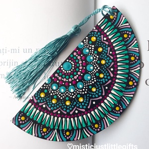 Semn de carte personalizabil, pictat manual in tehnica mandala dots, Carti si creatii cu tematica muzicala, cadouri, Semn de carte, Obiecte pictate, Pictura, ARTYNOS