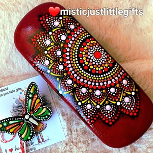 Toc ochelari pictat manual in tehnica mandala dots, Genti si portofele, Portofele, huse, suporturi, Suport de ochelari, Obiecte pictate, Pictura, ARTYNOS
