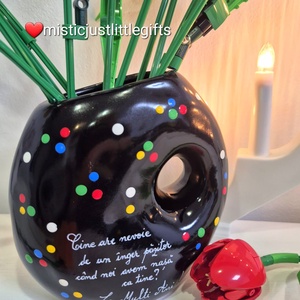 Vaza ceramica pictata manual in tehnica mandala dots - casă & stil de viață - decorațiuni de casă - accesorii florale - vaze - Artynos.ro