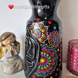 Vaza ceramica pictata manual in tehnica mandala dots - casă & stil de viață - decorațiuni de casă - accesorii florale - vaze - Artynos.ro