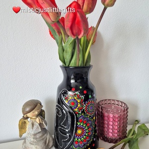 Vaza ceramica pictata manual in tehnica mandala dots - casă & stil de viață - decorațiuni de casă - accesorii florale - vaze - Artynos.ro