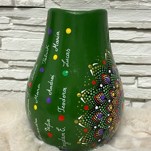 Vaza ceramica pictata manual in tehnica mandala dots - casă & stil de viață - decorațiuni de casă - accesorii florale - vaze - Artynos.ro