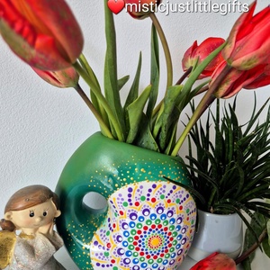 Vaza ceramica pictata manual in tehnica mandala dots - casă & stil de viață - decorațiuni de casă - accesorii florale - vaze - Artynos.ro