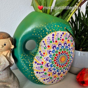 Vaza ceramica pictata manual in tehnica mandala dots - casă & stil de viață - decorațiuni de casă - accesorii florale - vaze - Artynos.ro