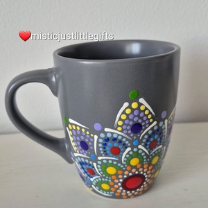 Cana ceramica pictata manual in tehnica mandala dots - genți și portofele - portofele, huse, suporturi - suport de ochelari - Artynos.ro