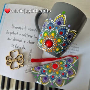 Cana ceramica pictata manual in tehnica mandala dots - genți și portofele - portofele, huse, suporturi - suport de ochelari - Artynos.ro