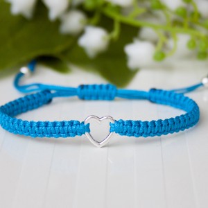 Bratara macramé impletita - Hearts albastru/argintiu, , , ARTYNOS