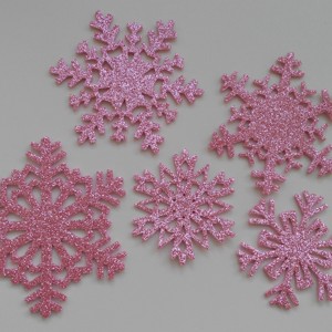Fulgi de zapada decorativi din guma stralucitoare - 25 buc / pachet - roz, , , ARTYNOS